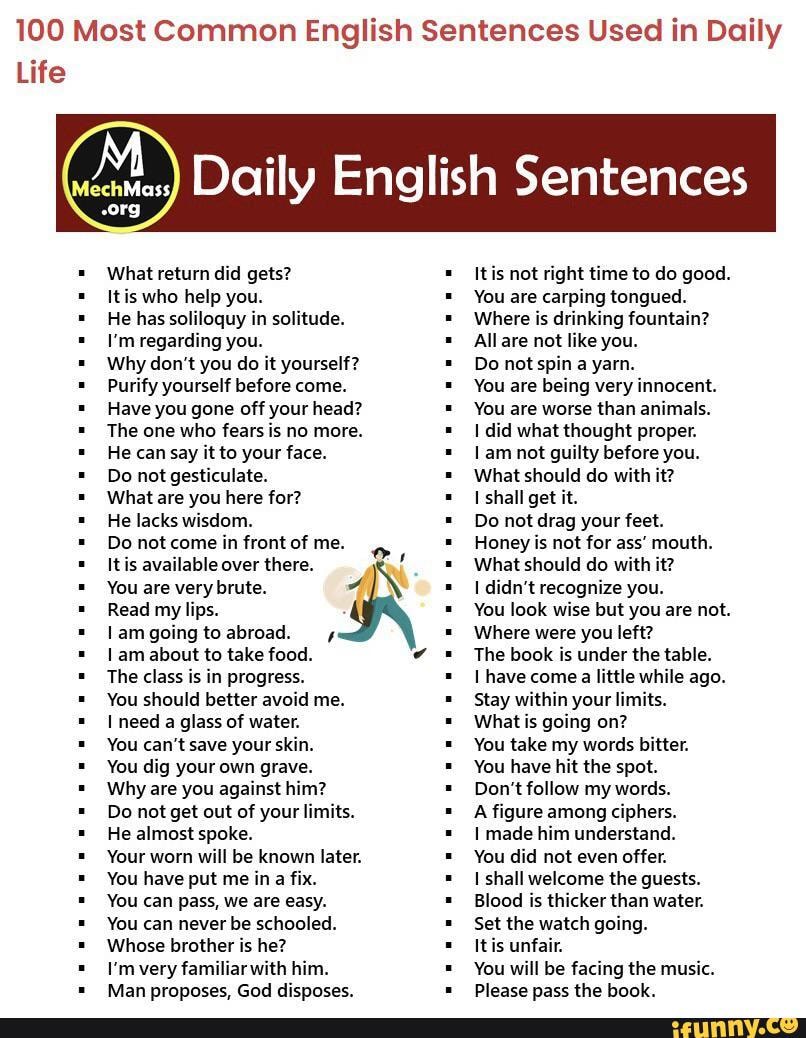 English sentences used in daily deals life