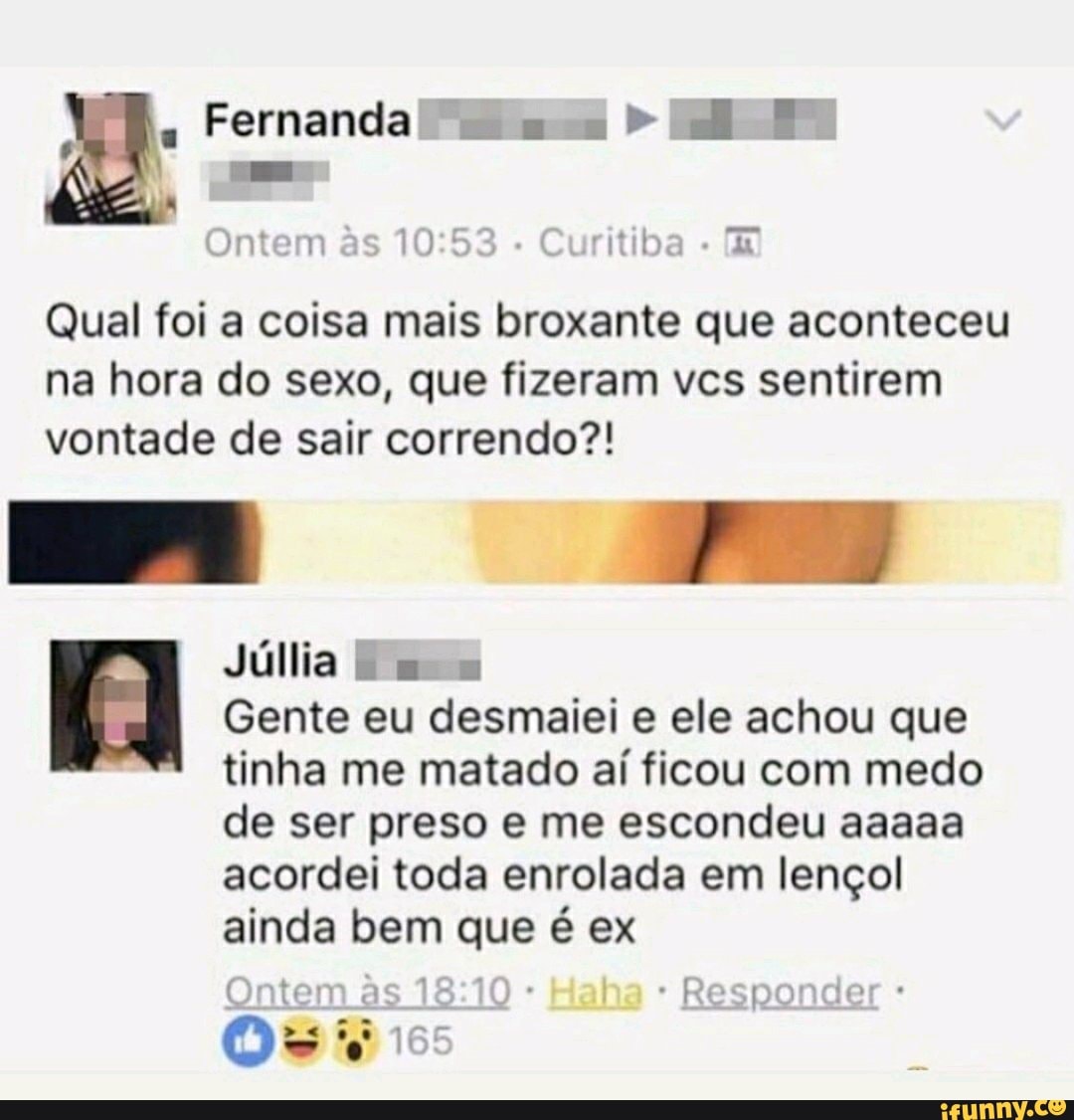 Fernanda Ontem as - th Qual foi a coisa mais broxante que aconteceu na hora  do sexo,