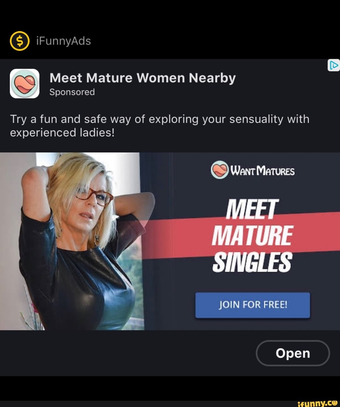 As) Meet Mature Women Nearby Sponsored Try a fun and safe way of exploring  your sensuality with - iFunny Brazil