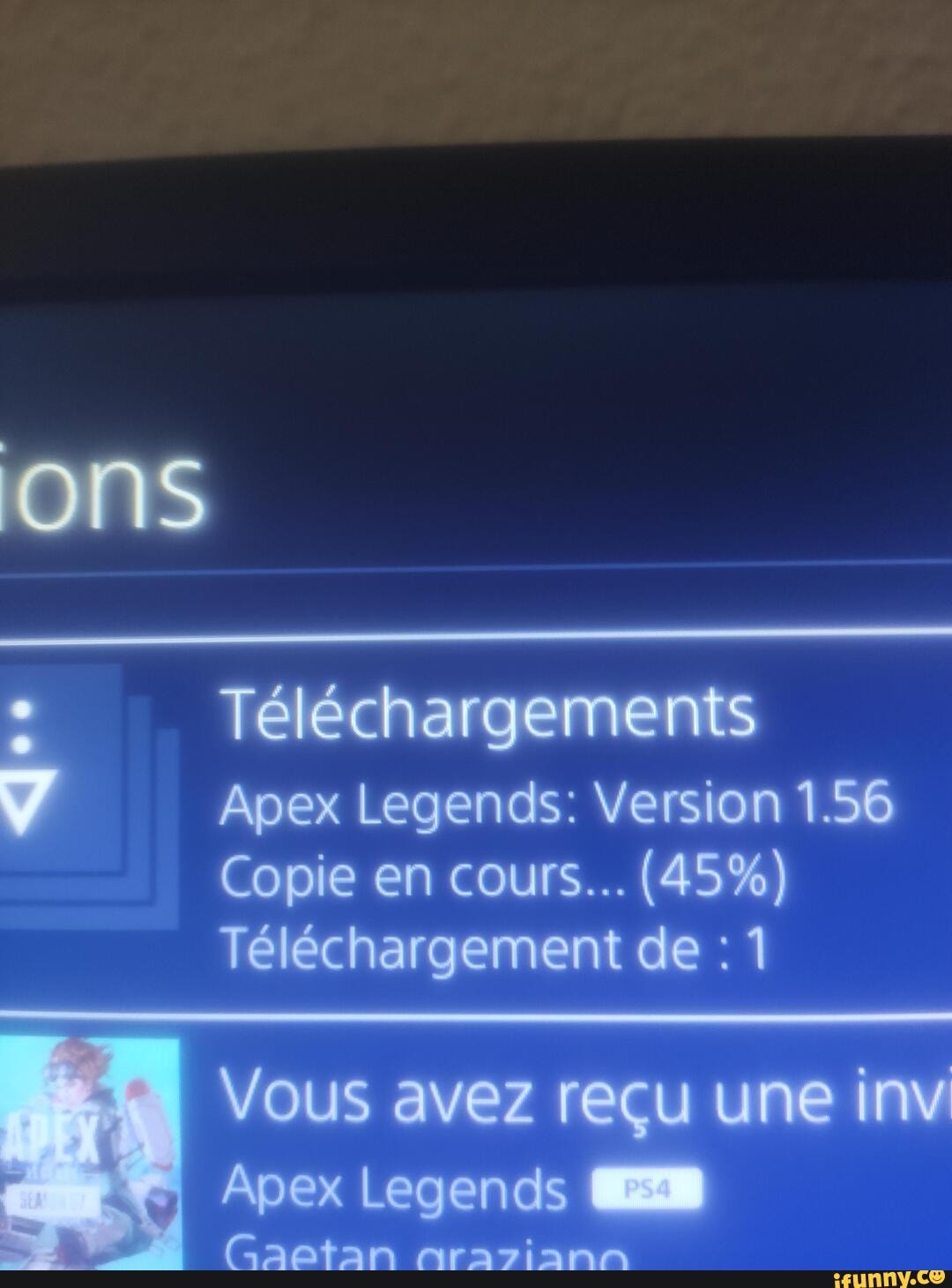 Apex Legends: Version 1.56 Copie en cours... (45%) Tlchargement de : 1