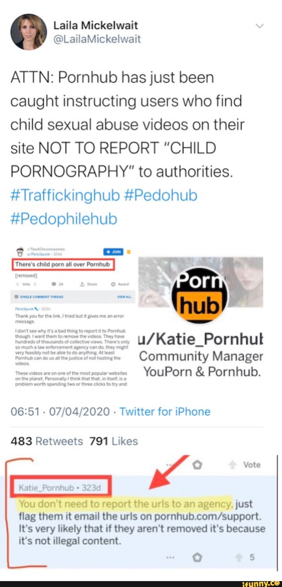 ATTN: Pornhub has just been caught instructing users who find child sexual  abuse videos on their