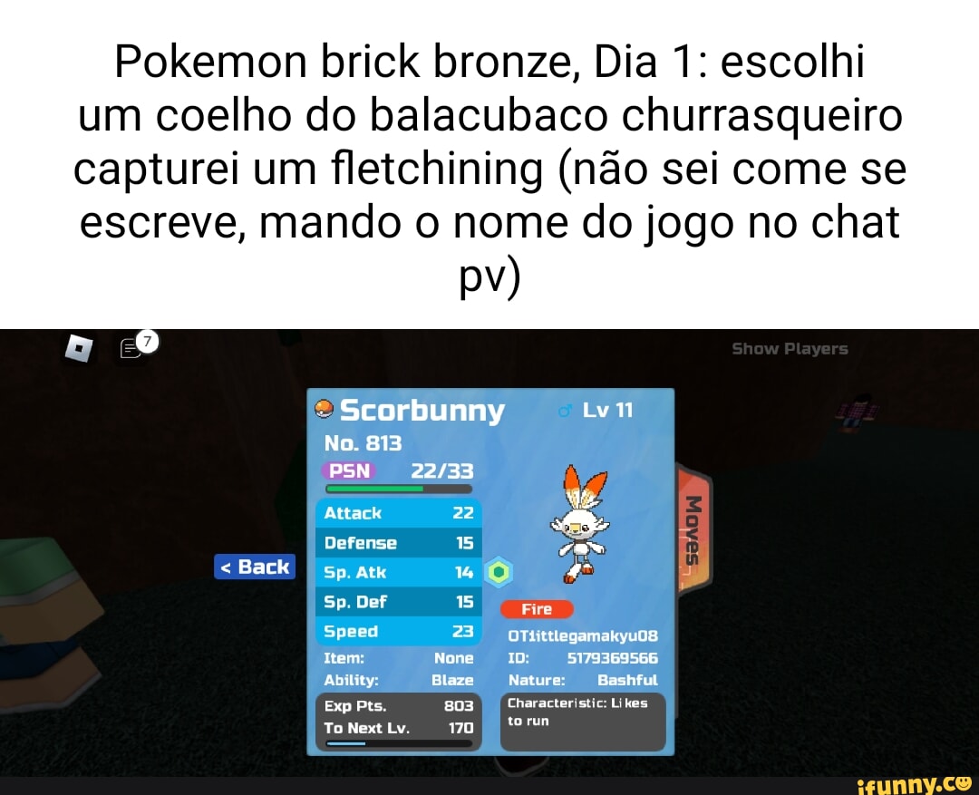 Cara do roblox cria jogo de pokemon* criadora de pokemon: EU - iFunny Brazil