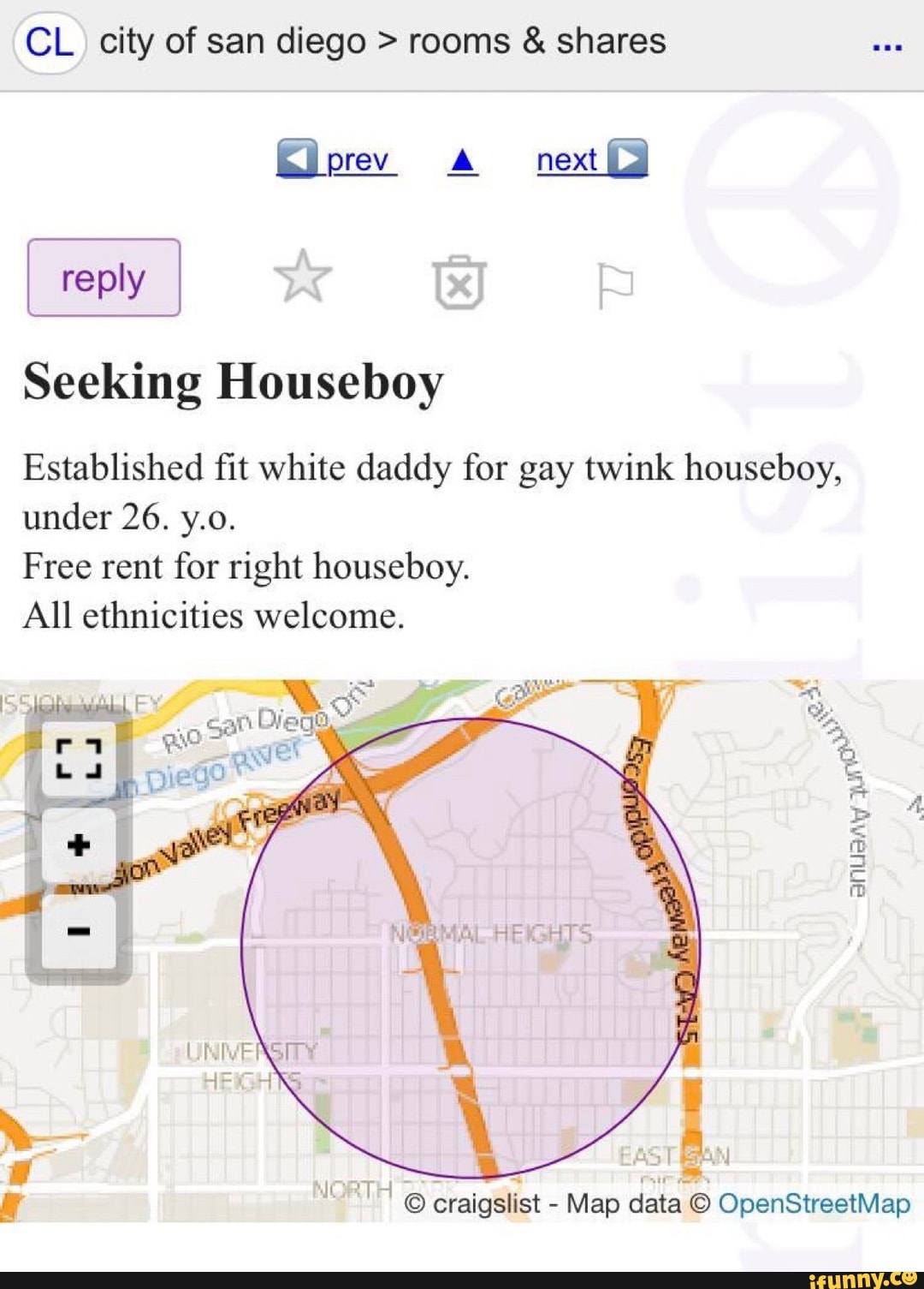 CL. city of san diego rooms 8 shares Seeking Houseboy Established fit