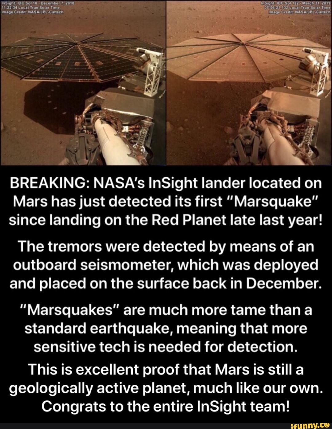 Breaking Nasas Lnsight Lander Located On Mars Has Just Detected Its