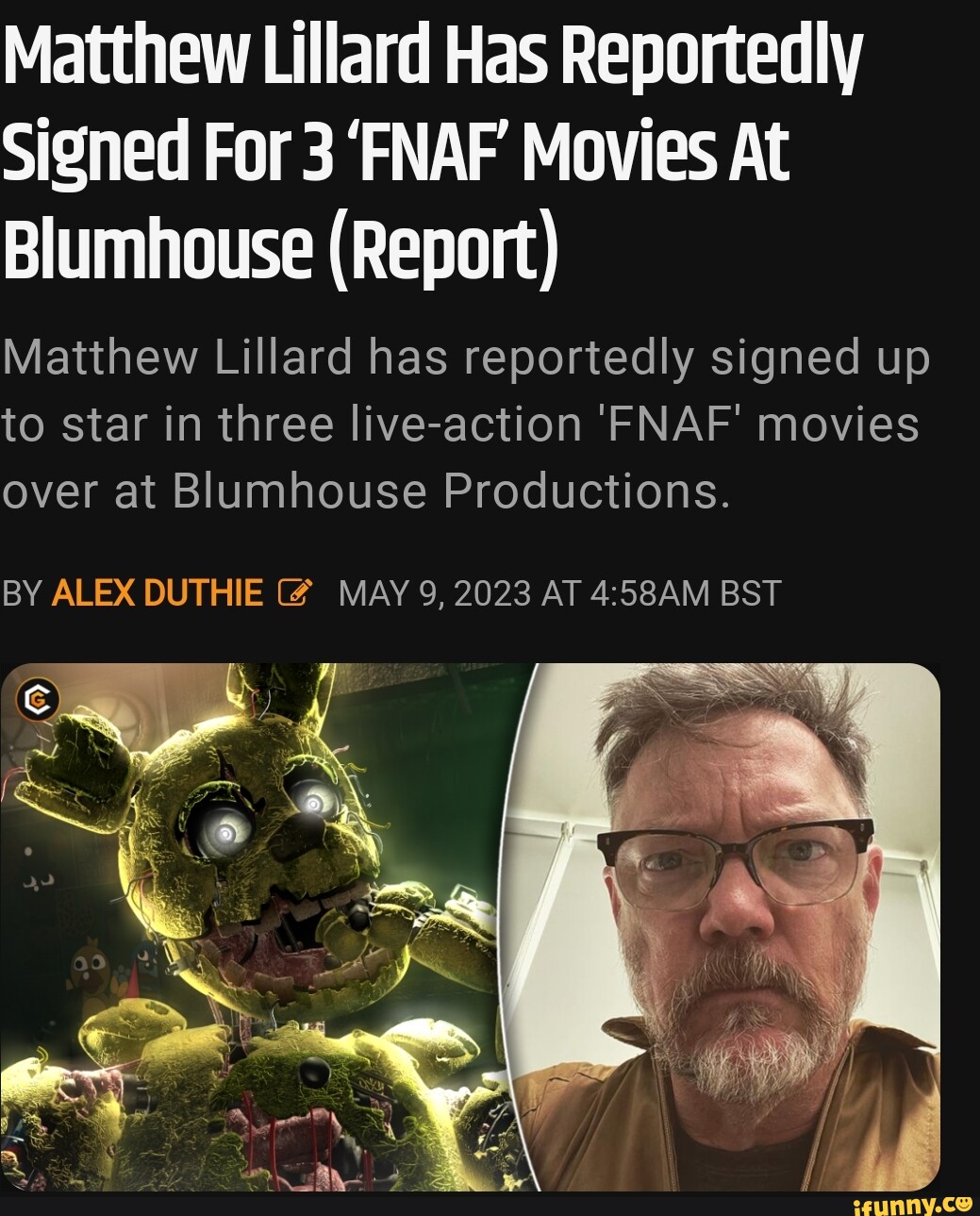 Matthew Lillard Has Reportedly Signed For 3 'FNAF' Movies At Blumhouse  (Report)