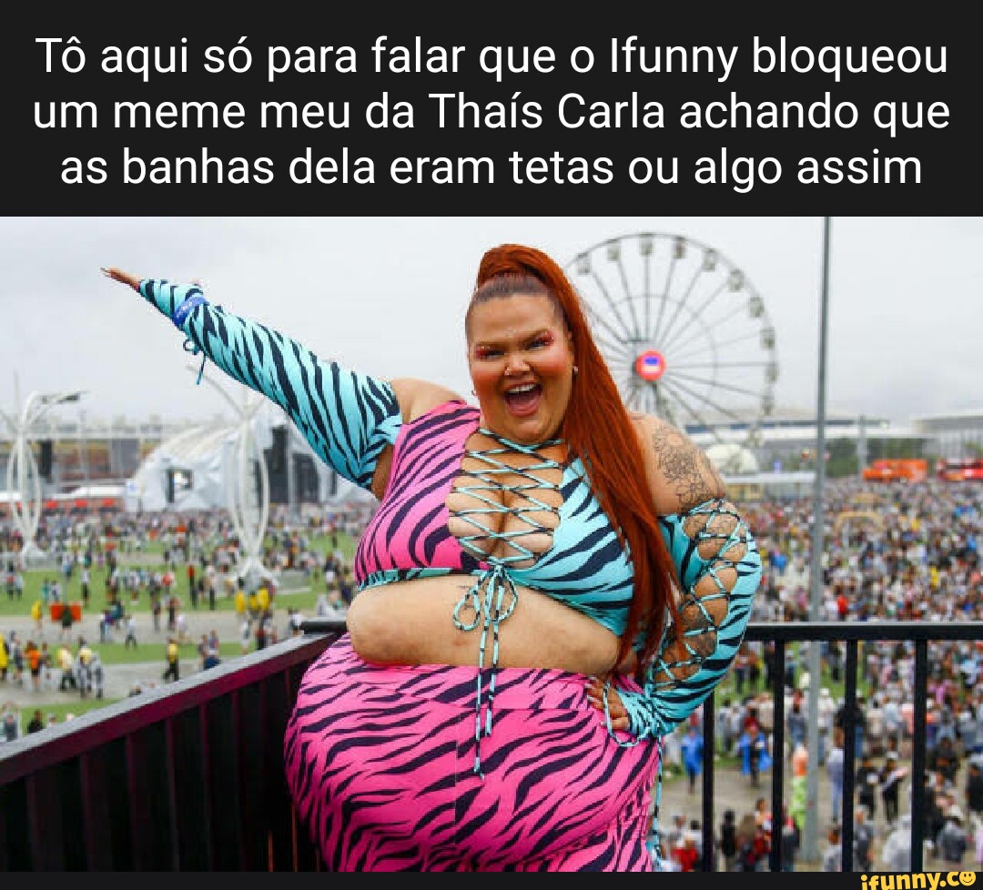 Tô aqui só para falar que o Ifunny bloqueou um meme meu da Thaís Carla ...