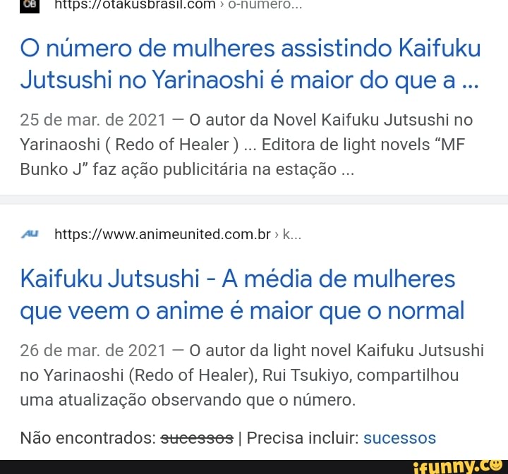 Kaifuku Jutsushi - A média de mulheres que veem o anime é maior