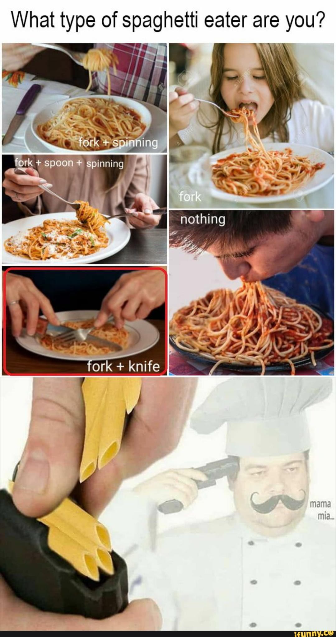 What type of spaghetti eater are you? hing spinning fork + knife
