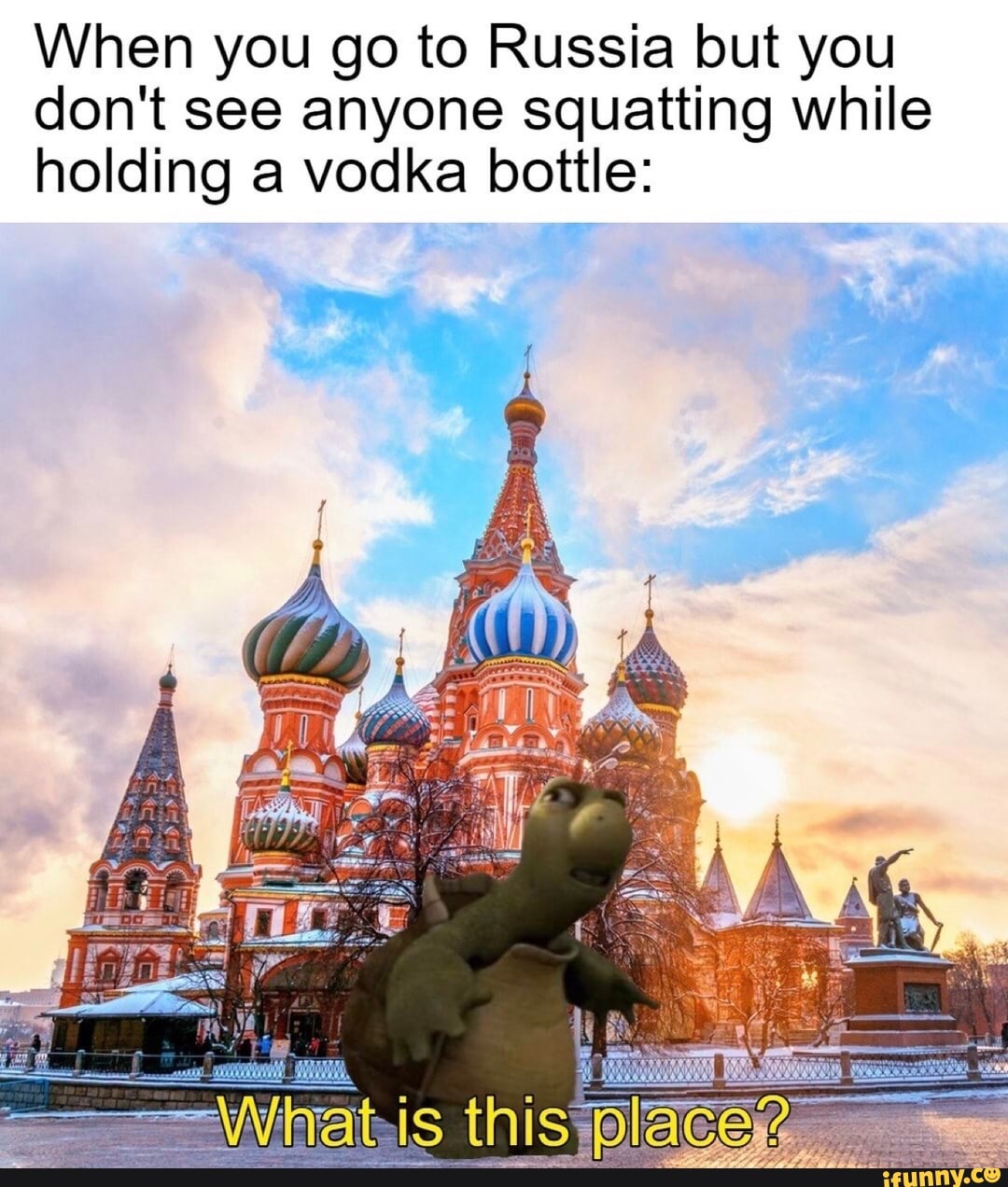 Squatting Slav Holding Booze