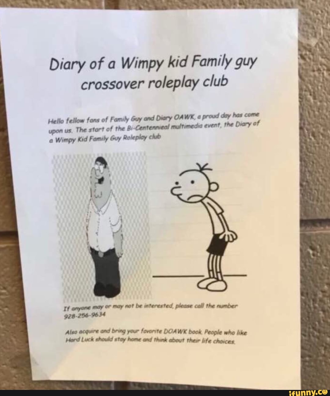 Diary of a Wimpy kid Family guy crossover roleplay club Hello fellow fans  of Family Guy