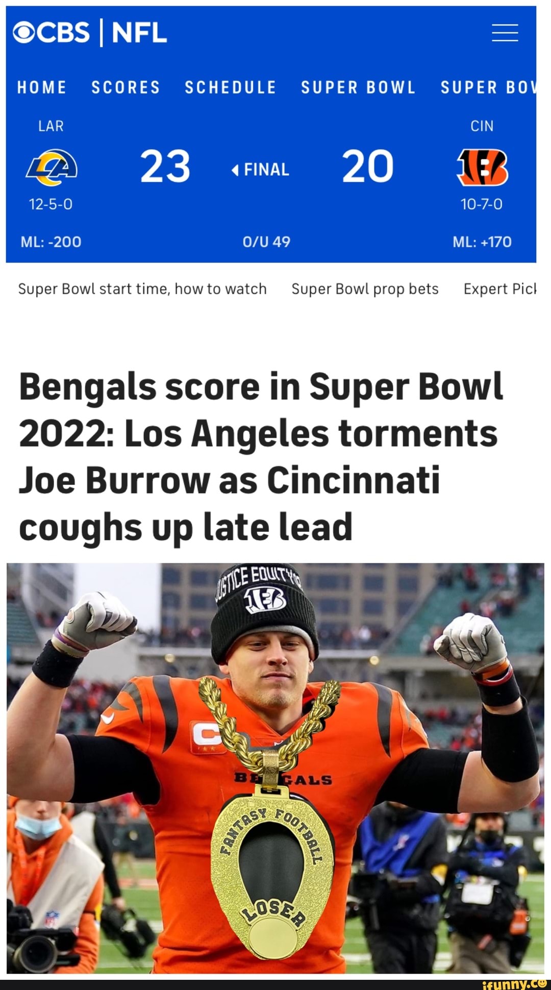 Bengals score in Super Bowl 2022: Los Angeles torments Joe Burrow as  Cincinnati coughs up late lead 