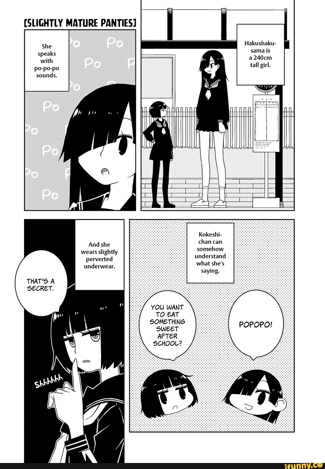 SLIGHTLY MATURE PANTIES] She speaks with po-po-po sounds. Hakushaku- sama  is a240cm tall girl.