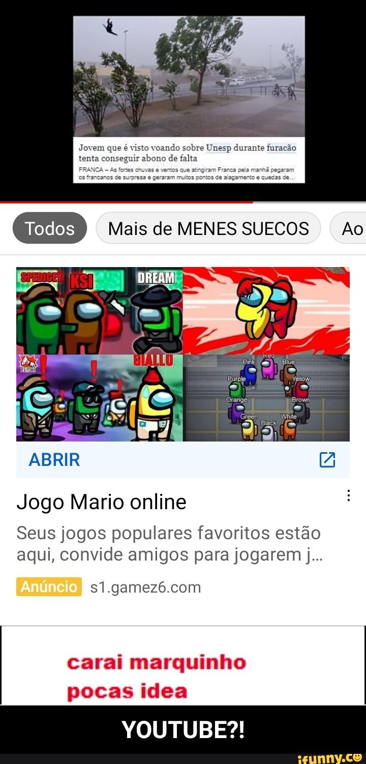 Jogo Mario online Seus jogos populares favoritos estão aqui, convide amigos  para jogarem juntos Anúncio eo - iFunny Brazil