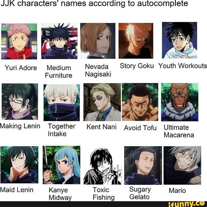 Jjk Characters Names According To Autocomplete Yuri Adore Medium Nevada