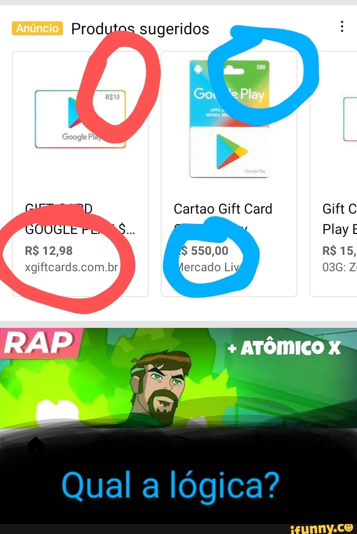 Eu comprei um gift card de ves do ifunny me recomendam de jogo