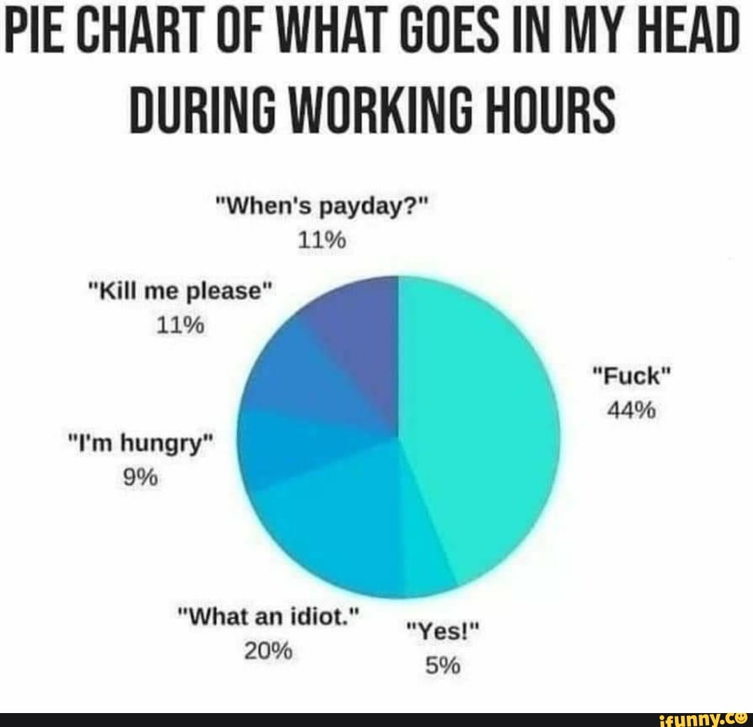 PIE CHART OF WHAT GOES IN MY HEAD DURING WORKING HOURS "When's payday