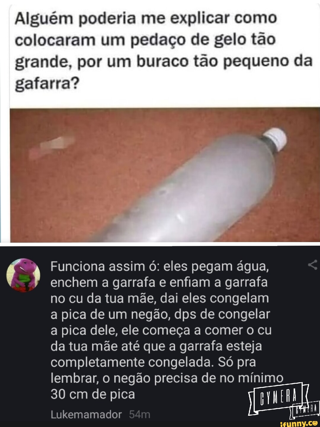 Alguém poderia me explicar como colocaram um pedaço de gelo tão grande, por  um buraco tão