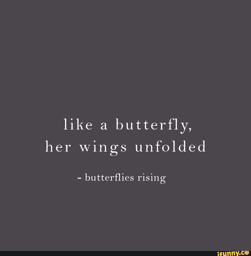 like a butterfly, her wings unfolded – butterflies rising