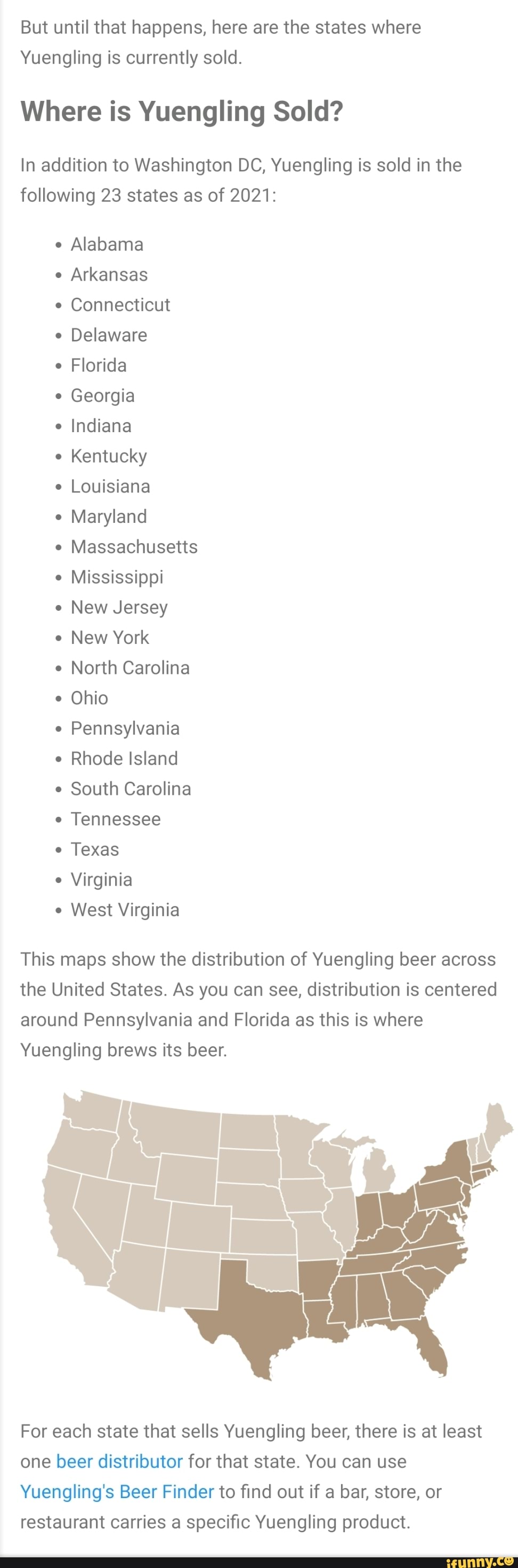 But Until That Happens Here Are The States Where Yuengling Is   2b254886613affc946d391b34a17327f78b296a0026f69a866e1d889728a68c6 1 