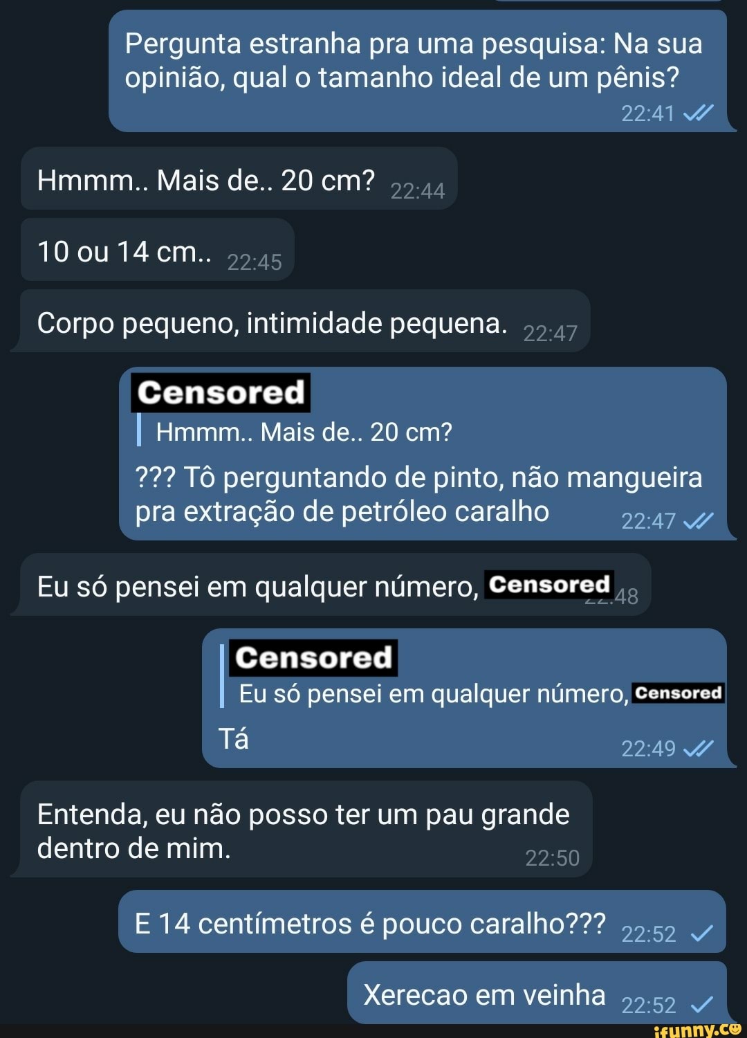 Pergunta estranha pra uma pesquisa: Na sua opinião, qual o tamanho ideal de  um pênis? Hmmm..