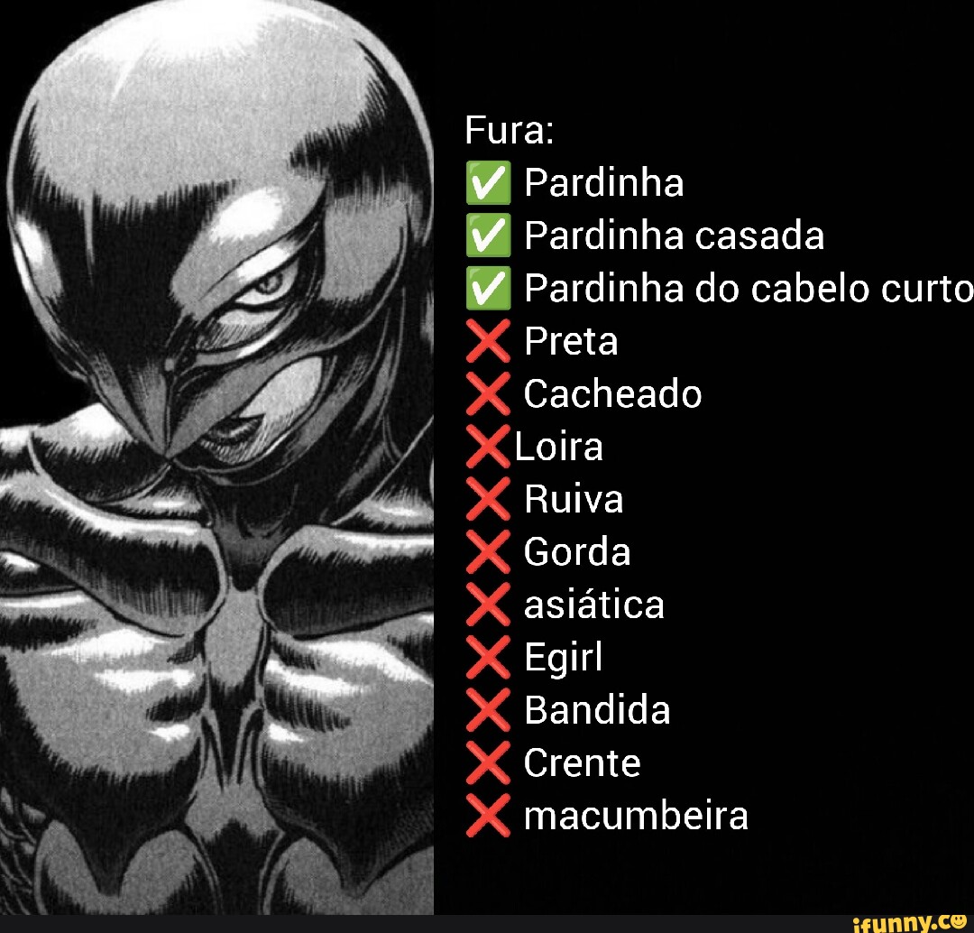 Fura: RA Pardinha RA Pardinha casada Pardinha do cabelo curto I Preta  Cacheado Loira X Ruiva Gorda asiática Egirl Bandida Crente macumbeira -  iFunny Brazil