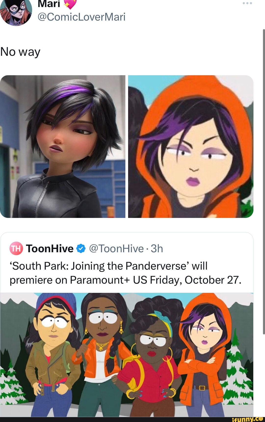 No way 4) ToonHive ToonHive "South Park Joining the Panderverse' will