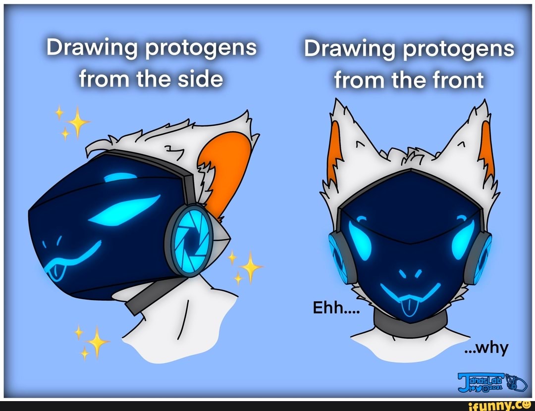 Drawing protogens Drawing protogens from the side from the front