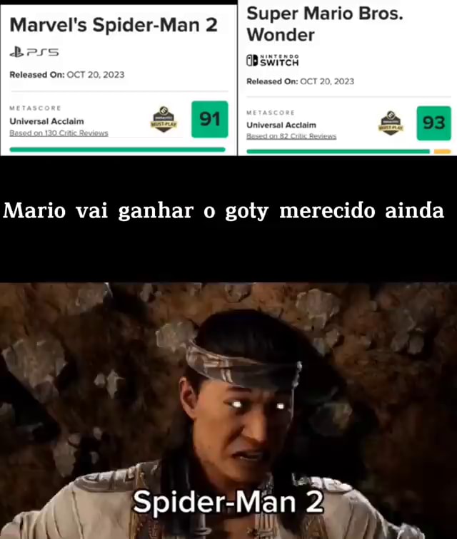 SPIDER-MAN 2 po Gate INDICADOS AO GOTY 2023 - iFunny Brazil