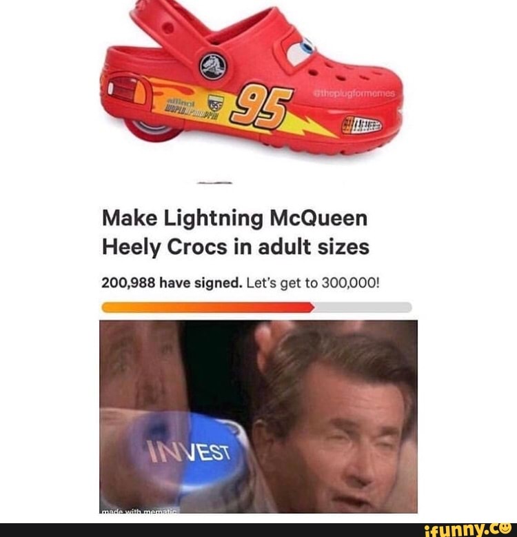 Make lightning mcqueen heely hot sale crocs in adult sizes