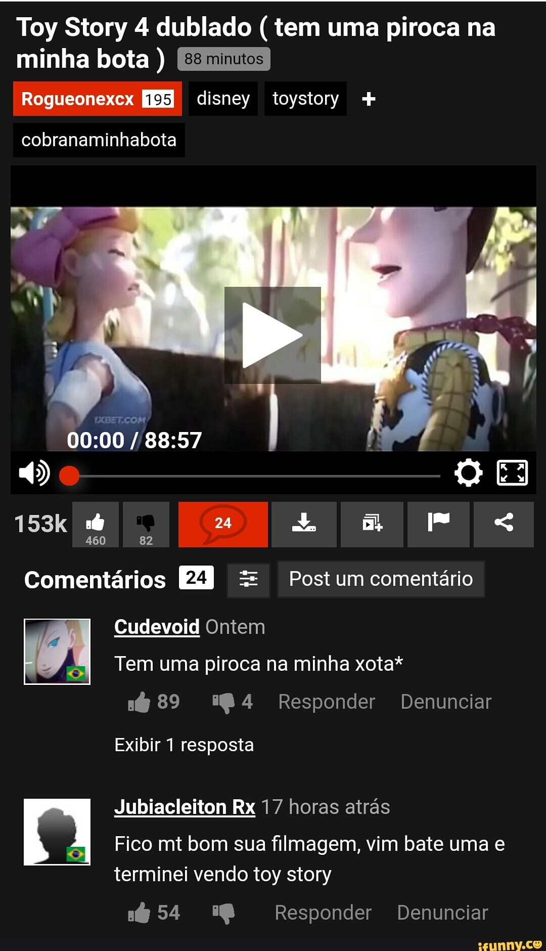 Toy Story 4 dublado tem uma piroca na minha bota Rogueonexcx disney  toystory Comentários EZ] = Postum