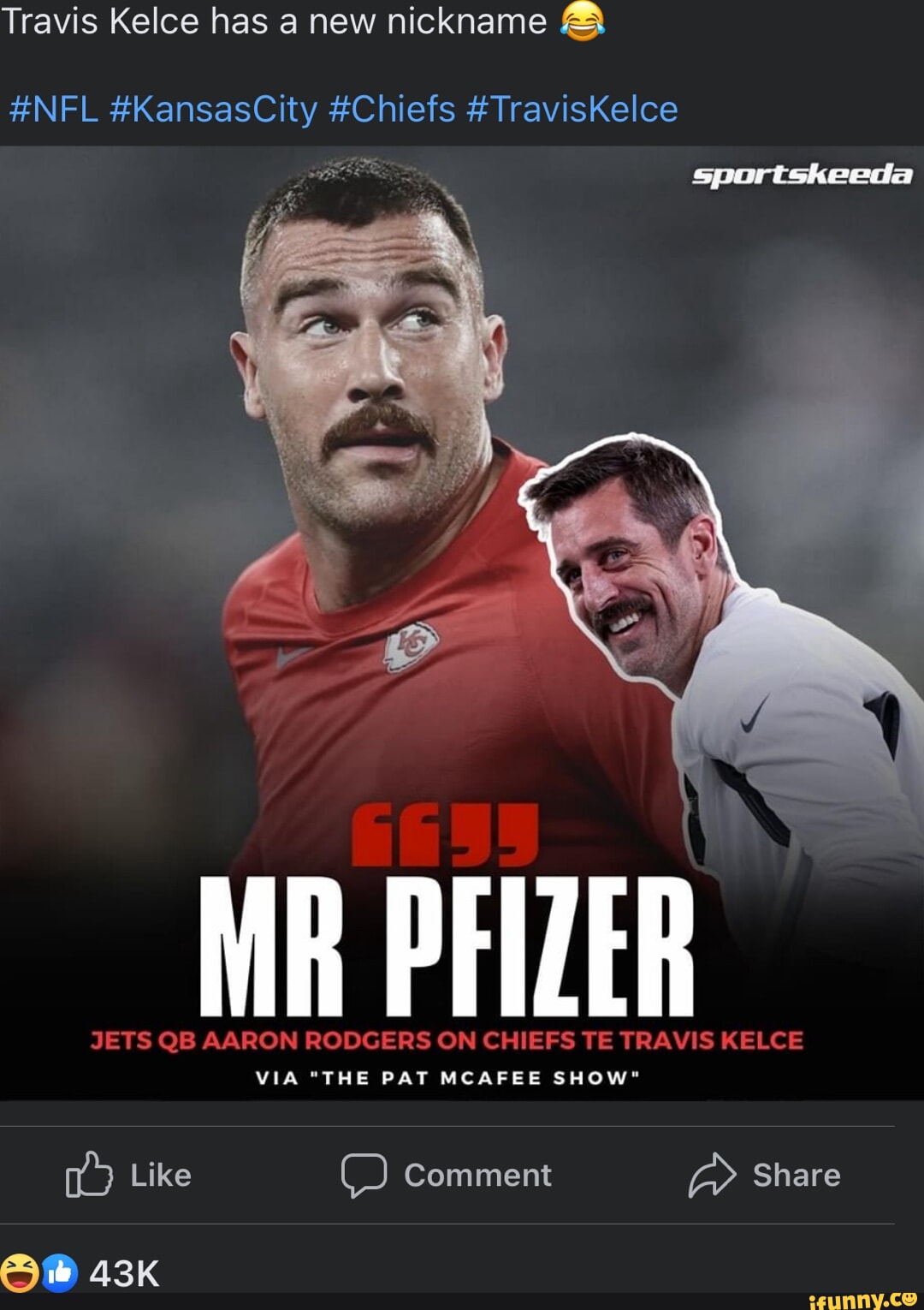 Aaron Rodgers calls Travis Kelce 'Mr. Pfizer' on 'The Pat McAfee Show'