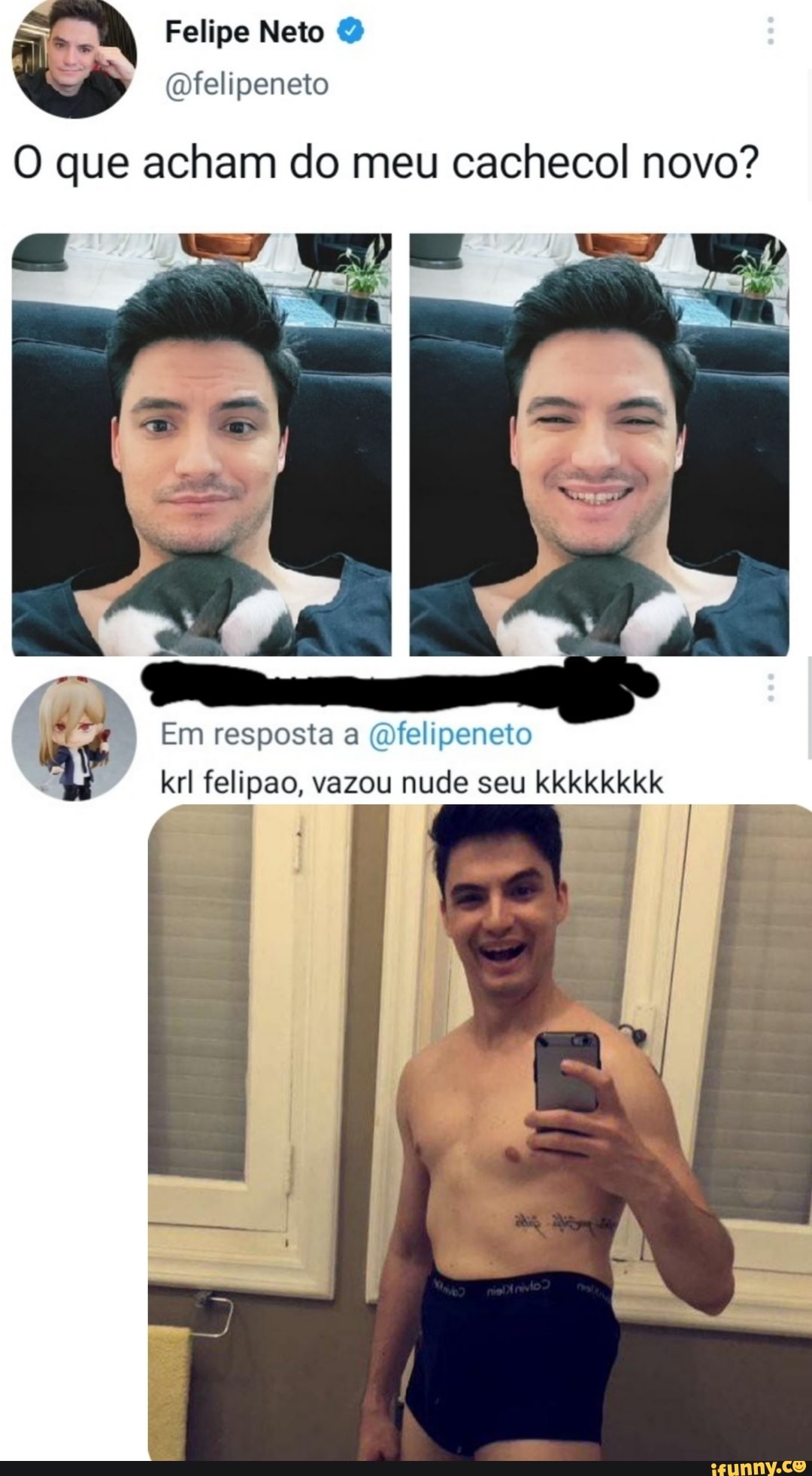 Felipe Neto t> (wfelipeneto O que acham do meu cachecol novo? Em resposta a  fel krl felipao, vazou nude seu kkkkkkkk - iFunny Brazil