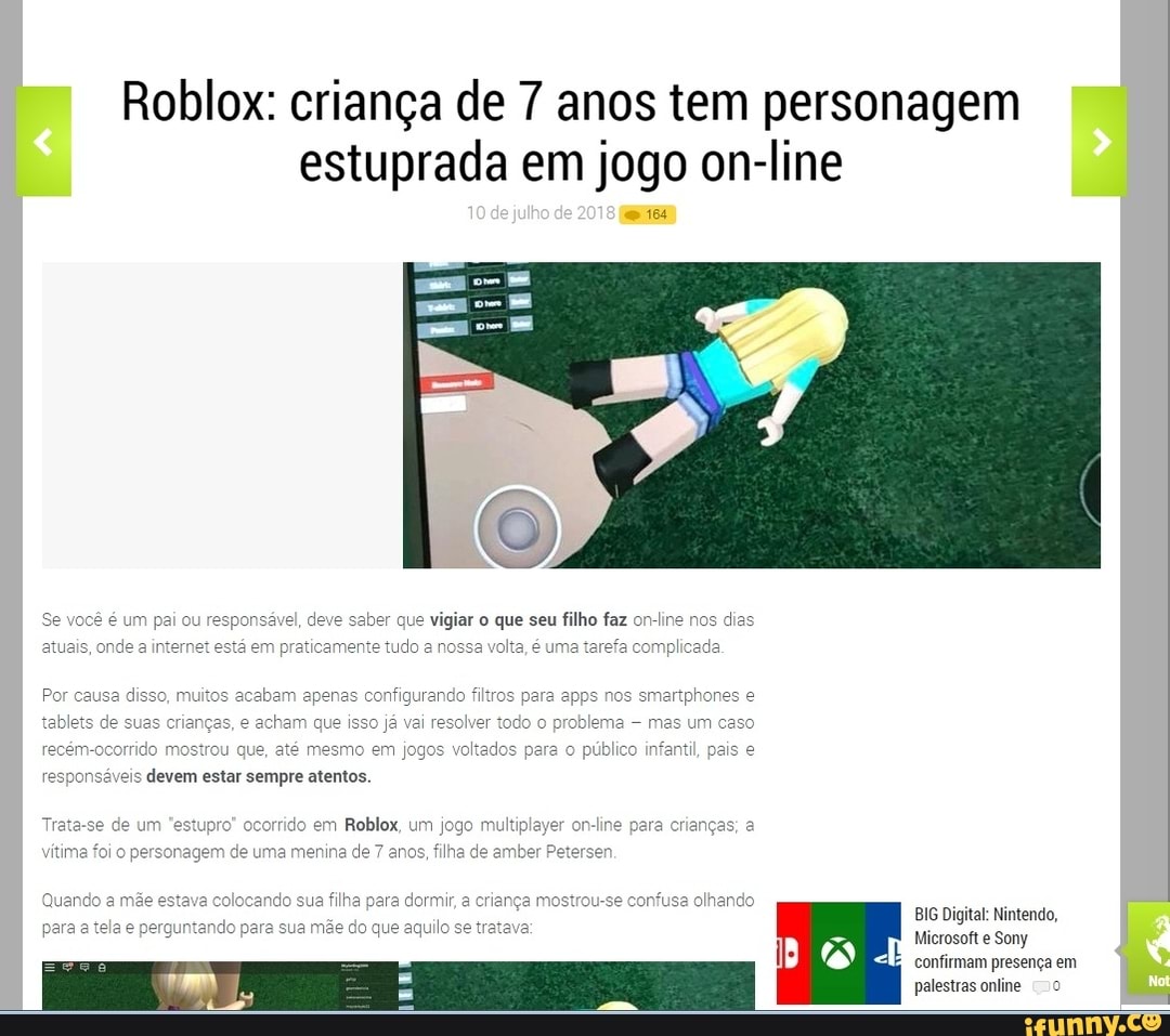 Roblox: criança de 7 anos tem personagem estuprada em jogo on-line