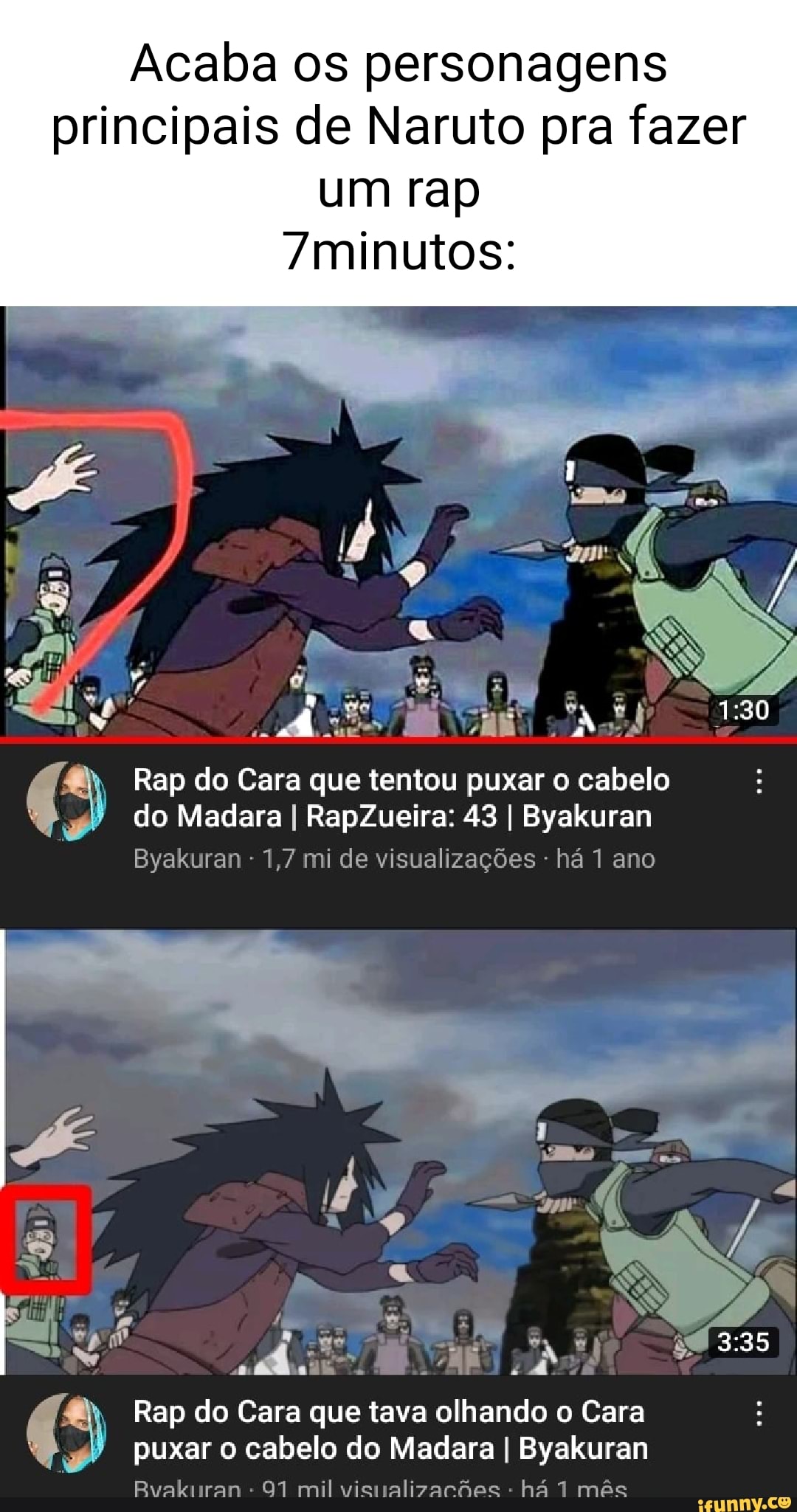 Acaba os personagens principais de Naruto pra fazer um rap /minutos: do  Madara I RapZueira: 43