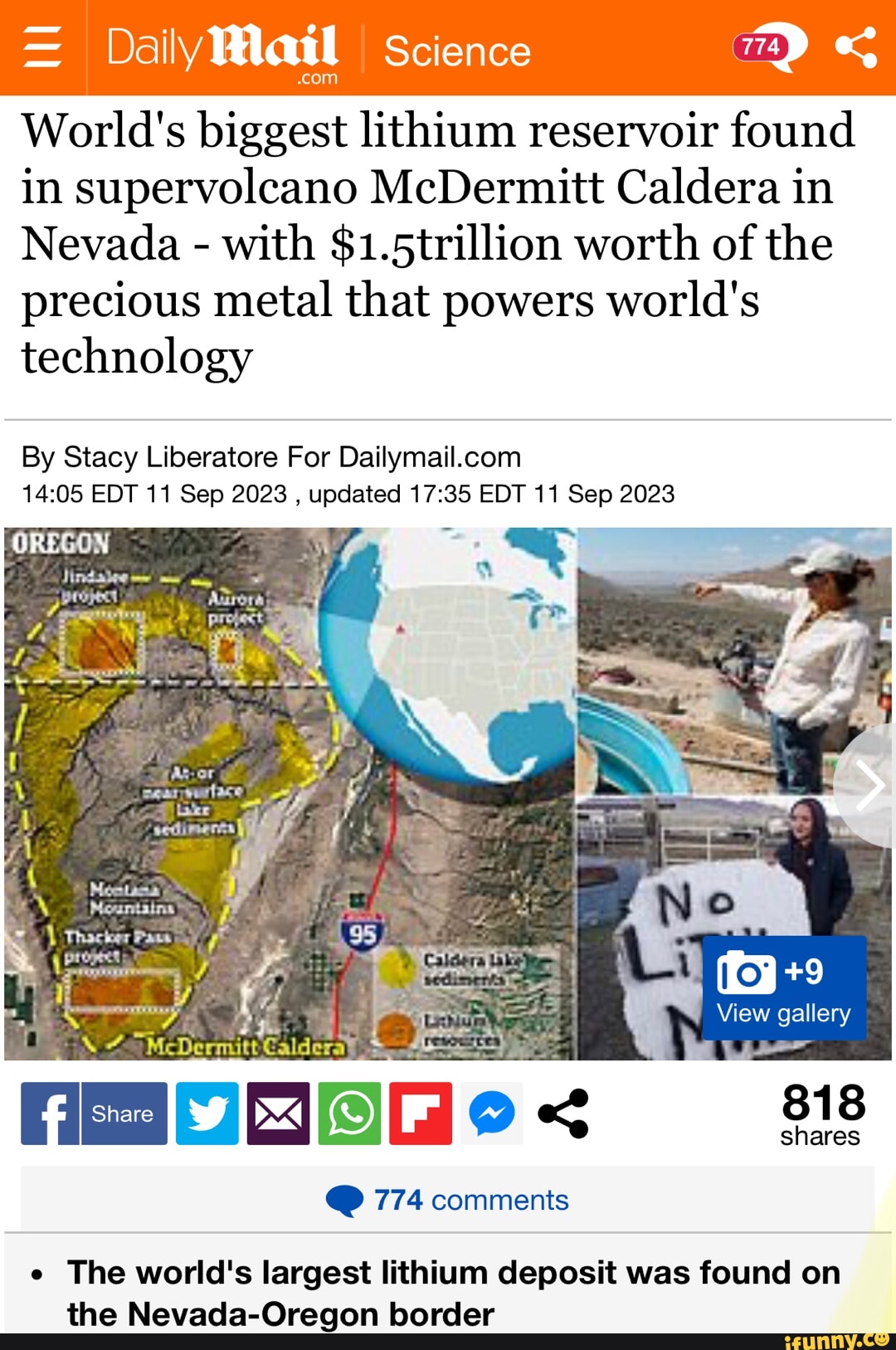 = Daily Mail Science World's biggest lithium reservoir found in ...