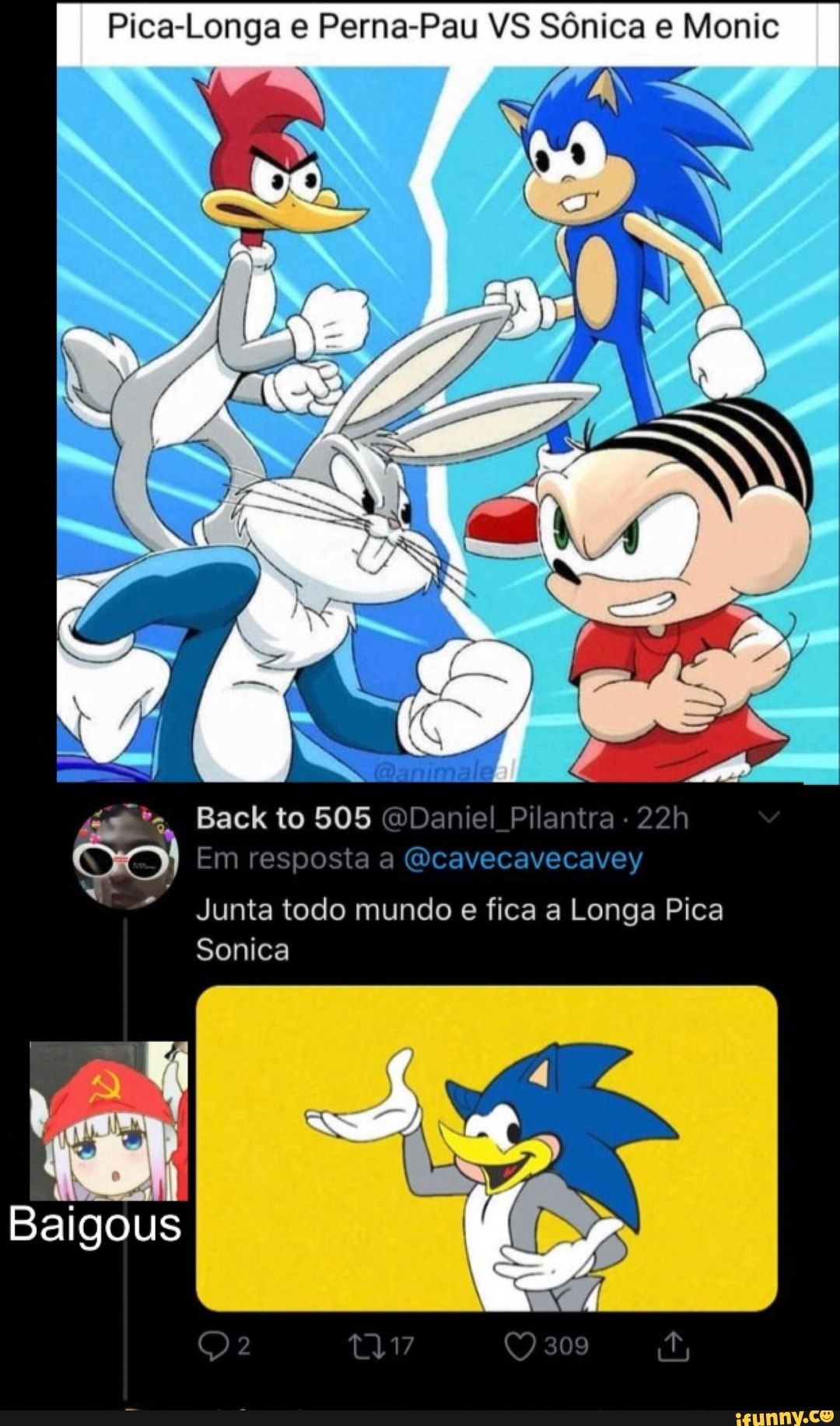 Pica-Longa e Perna-Pau VS Sônica e Monic Pilantra 221 Em resposta  (Qcavecavecavey Junta todo mundo e fica a Longa Pica Sonica - iFunny Brazil