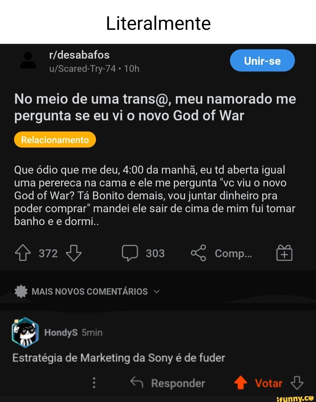 Literalmente Unir-se No meio de uma trans, meu namorado me pergunta se eu  vi o