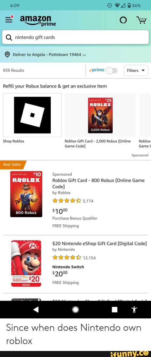 Since when does Nintendo own roblox - 56%  OO -prime Q