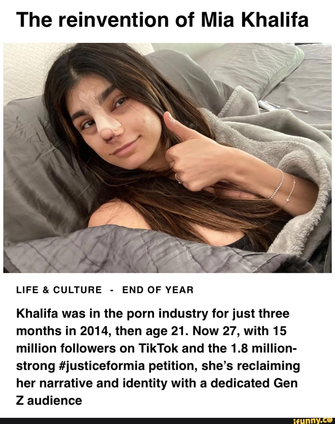 Mia Porn Captions - The reinvention of Mia Khalifa LIFE & CULTURE - END OF YEAR Khalifa was in  the porn