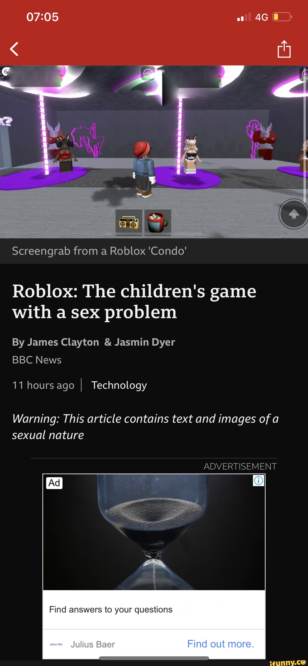 Screengrab from a Roblox 'Condo' Roblox: The children's game with a sex  problem By James Clayton
