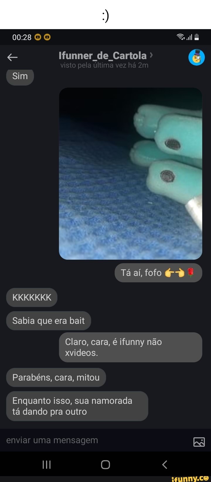 De Cartola do uliimo Sim Tá aí fofo GD KKKKKKK Sabia que era bait Claro,  cara,