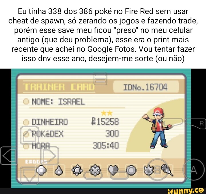 Cheats Pokémon Fire Red e códigos 386 Pokémons em 2023