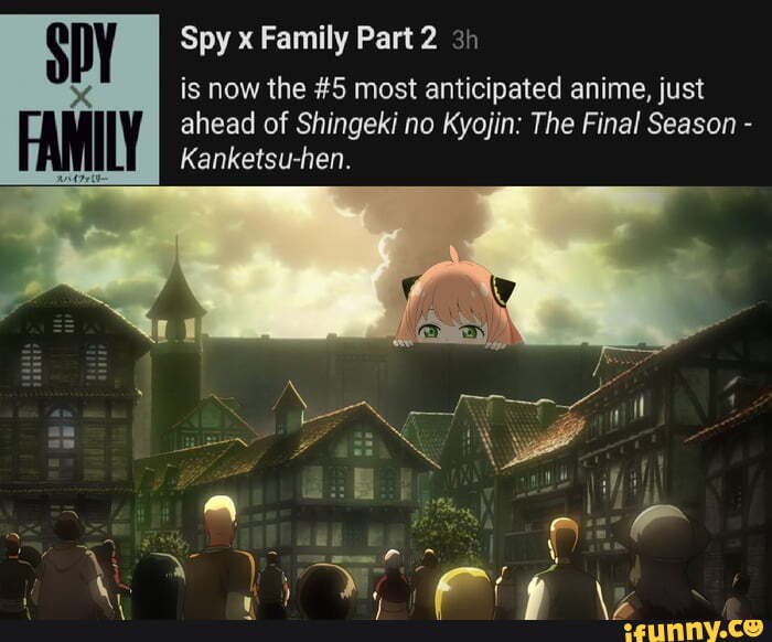Spy x Family Part 2 Kanketsu-hen. is now the #5 most anticipated