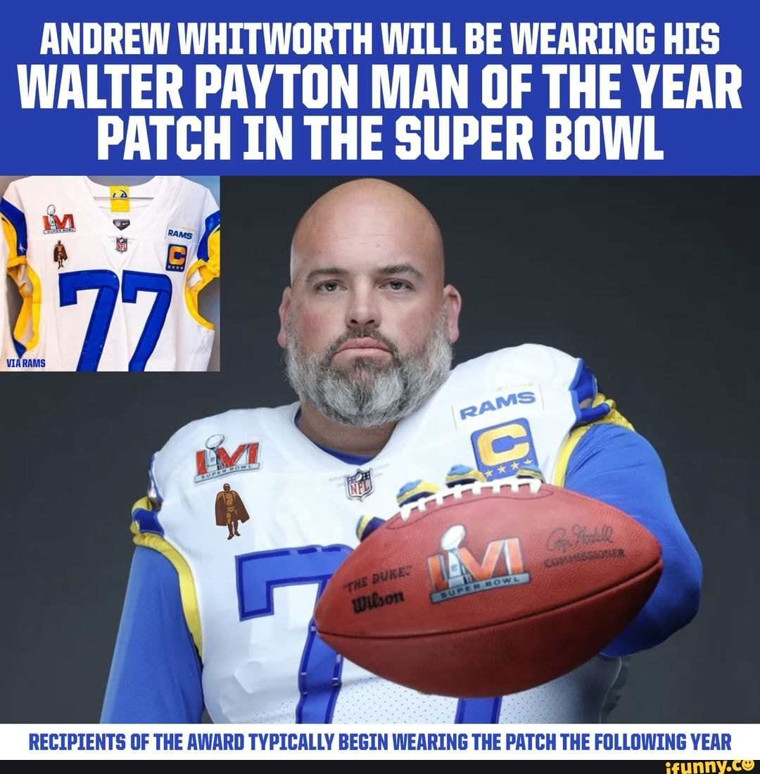 Whitworth rocking the Walter Peyton patch + fixed captain patches :  r/LosAngelesRams