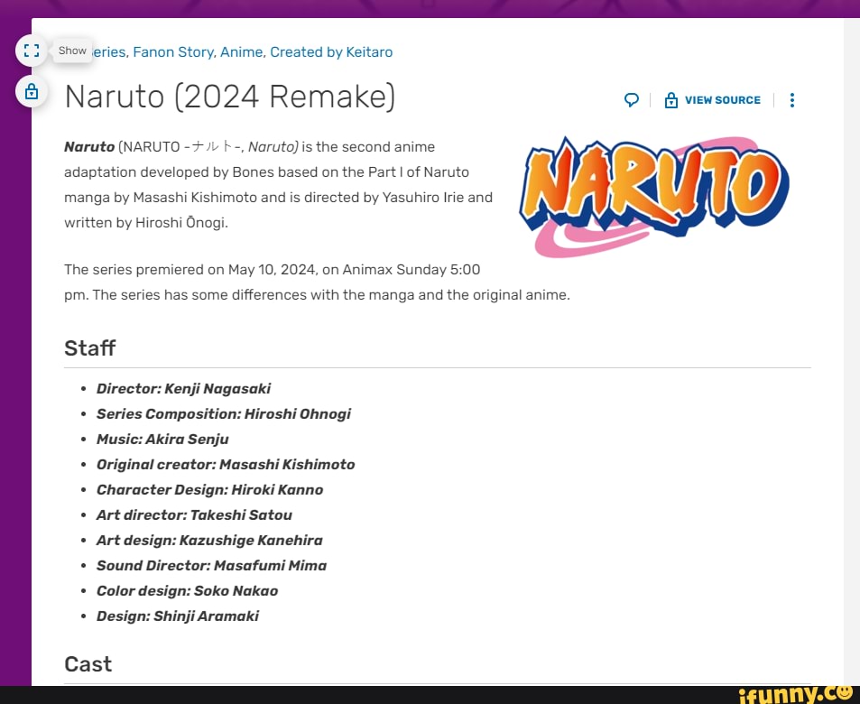 Naruto (2024 Remake), Anime Fanon