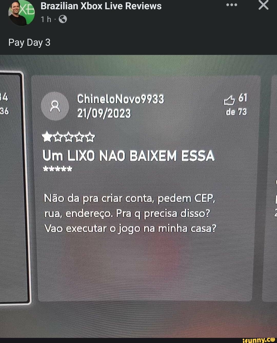 Brazilian Xbox Live Reviews Pay Day ChineloNovo9933 de 3 I Um LIXO NÃO  BAIXEM ESSA Não