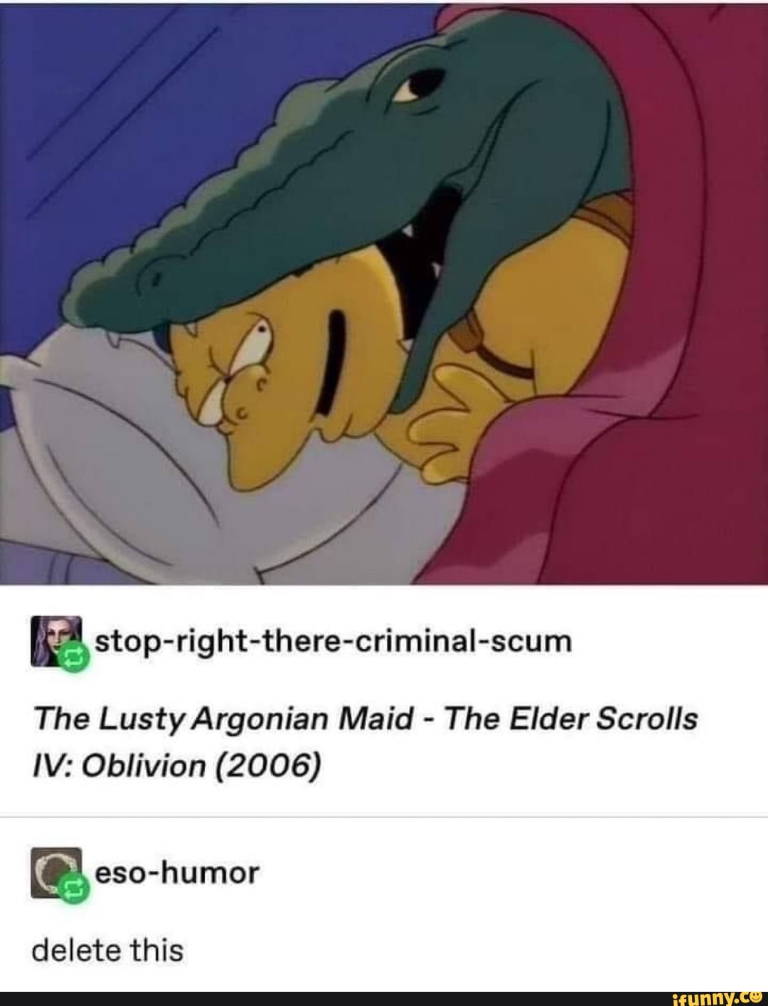 Stop-right-there-criminal-scum The Lusty Argonian Maid - The Elder Scrolls  IV: Oblivion (2006) eso-humor delete this - iFunny Brazil