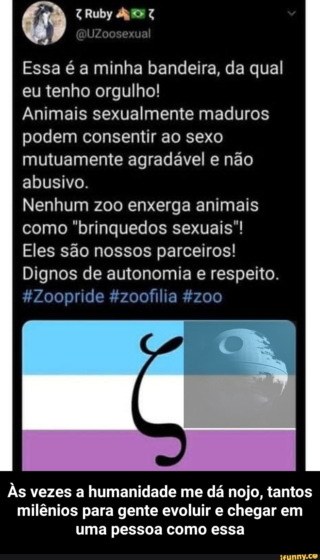 Ruby Essa é a minha bandeira, da qual eu tenho orgulho! Animais sexualmente  maduros podem consentir