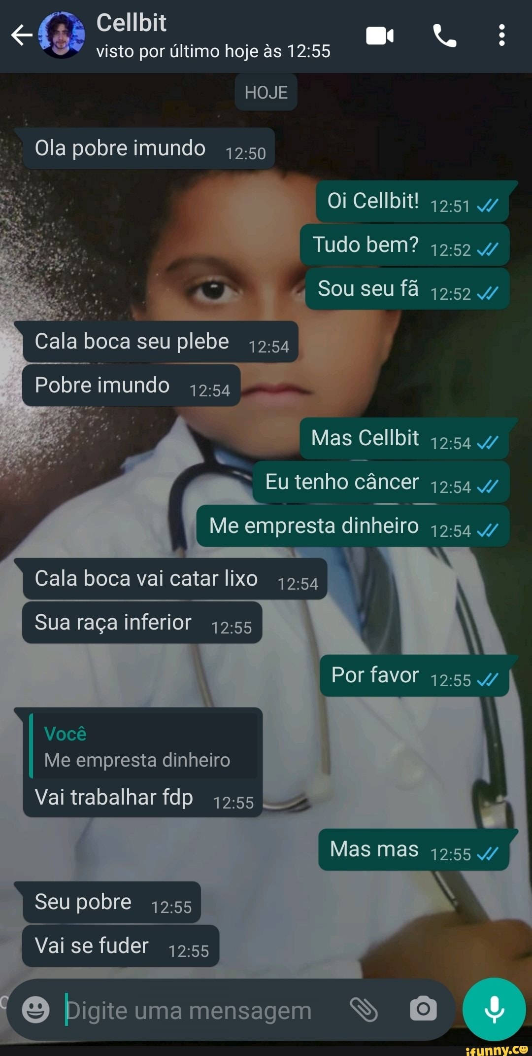 Cellbit acima de mim e eu abaixo dele