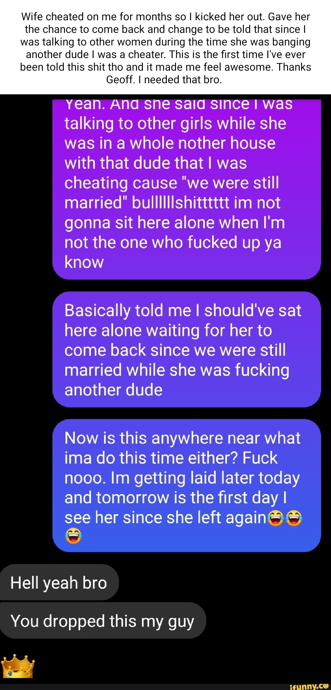 Wife cheated on me for months so kicked her out. Gave her the chance to come